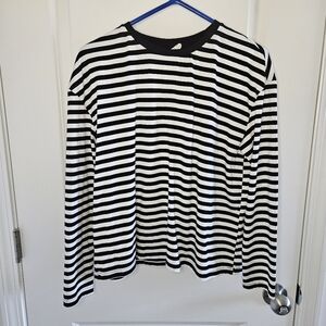 SweatyRocks Women's Casual Striped Tee Shirt Long Sleeve Round Neck Top